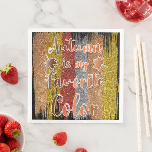 Trendy Autumn Glitter Leaves Napkin