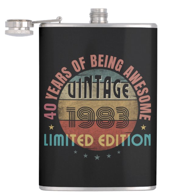 TRENDY AWESOME YEAR OF BIRTH BIRTHDAY GIFT HIP FLASK (Opened)