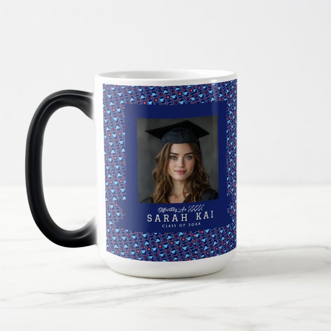 Trendy Aztec Pattern Graduation Gift Magic Mug (Left)