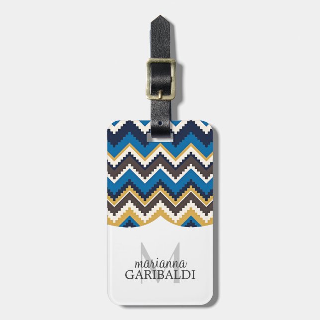 Trendy Aztec Print  Personalized Luggage Tag (Front Vertical)