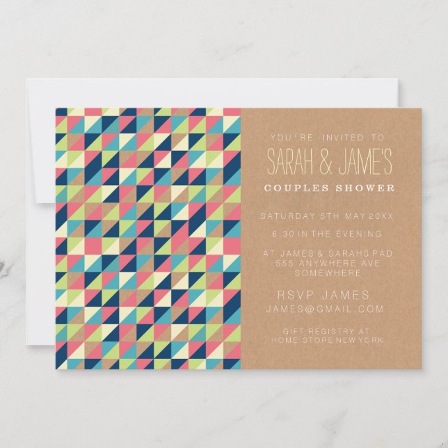 Trendy Aztec Triangles Couples Shower Party Invite (Front)