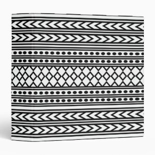 Trendy Aztec Tribal Print Geometric Pattern(Black) Binder