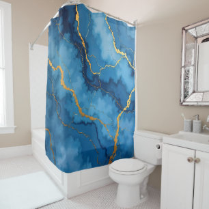 Trendy Azure Blue Gold Marble Collection