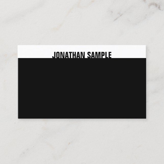 Trendy B&W Modern Elegant Black White Template Business Card (Front)