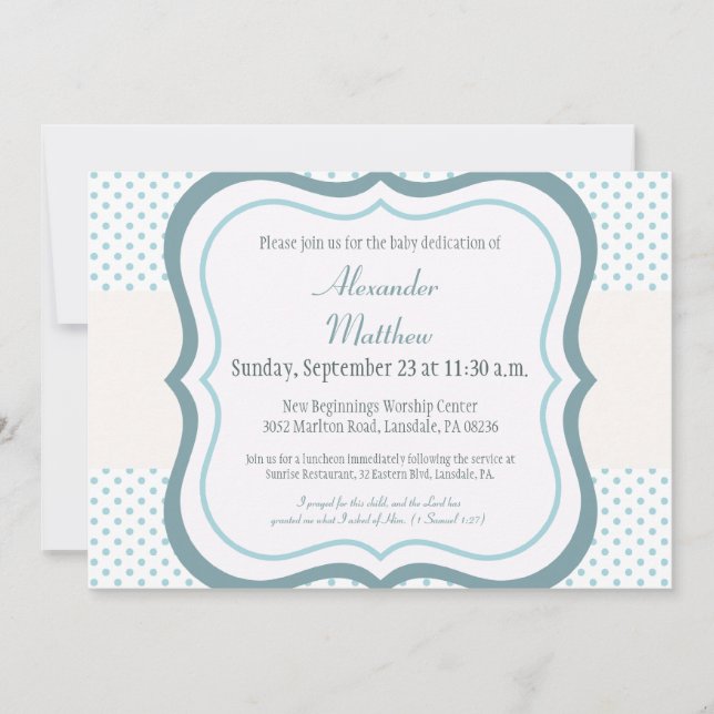 Trendy Baby Dedication Christening Invitation (Front)
