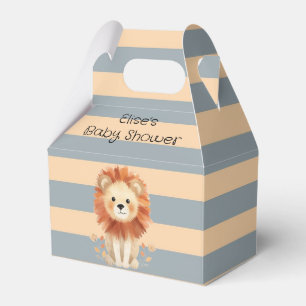 Trendy Baby Lion Stripes Boy Baby Shower Favor Box