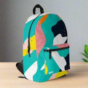 Trendy Back To School Colourful Abstract Name Printed Backpack