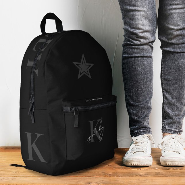 Trendy Back to School Monogram Stylish Black  Printed Backpack (Trendy Back to School Monogram Stylish Black Printed Backpack
)