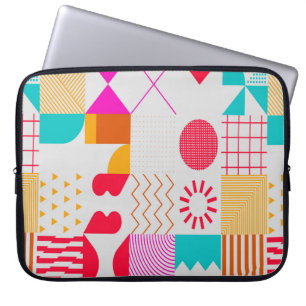 Trendy background with simple shapes. Colourful ge Laptop Sleeve