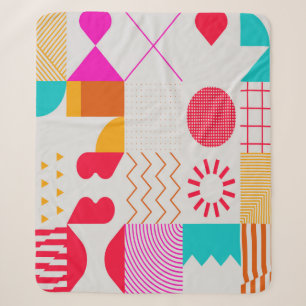 Trendy background with simple shapes. Colourful ge Sherpa Blanket