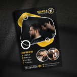 Trendy Barbershop Hair Styling Barber Shop Haircut Flyer<br><div class="desc">Attract new clients and elevate your barbershop's brand with this eye-catching and customizable flyer design! Featuring a modern aesthetic with bold yellow accents and striking imagery, this template is perfect for showcasing your services and contact information. Easily personalize with your own logo, text, and images! Ideal for print and online...</div>