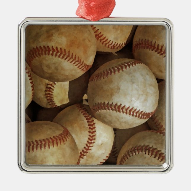 Trendy Baseball Artwork Metal Ornament (Front)