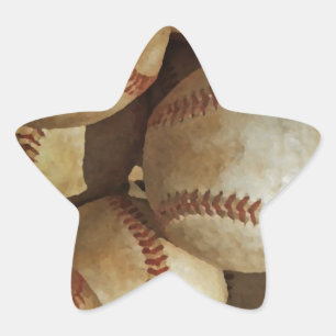 Trendy Baseball Artwork Star Sticker