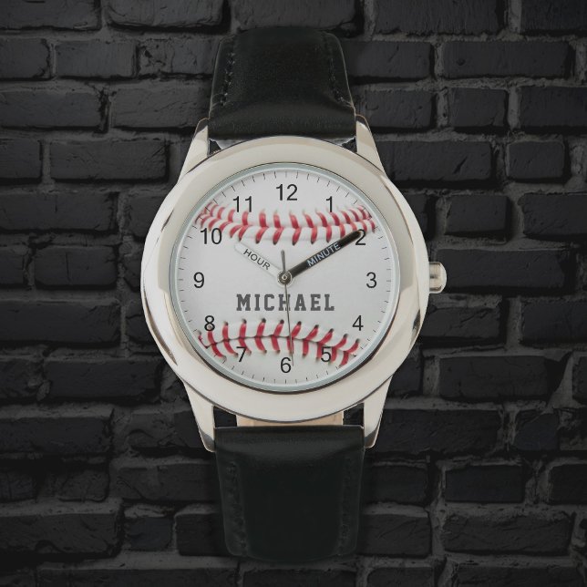 Trendy Baseball Personalized Name Kids Boys Watch (Creator Uploaded)