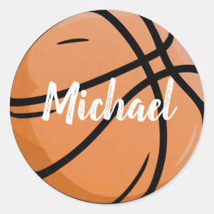 Trendy Basketball Add Your Name  Personalized     Classic Round Sticker