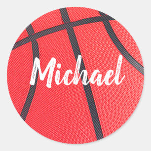 Trendy Basketball Add Your Name  Personalized     Classic Round Sticker