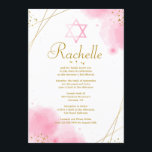 Trendy Bat Mitzvah Invitation<br><div class="desc">A watercolor invitation with whimsical, corner, flowers, gold abstract lines and dots and a Star of David. (Frame vector created by pikisuperstar - www.freepik.com). The card is easy to customize with your wording, font, font colour, paper shape options and choice of six paper types.Not exactly what you're looking for? All...</div>