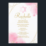 Trendy Bat Mitzvah Invitation<br><div class="desc">A watercolor invitation with whimsical, corner, flowers, gold abstract lines and dots and a Star of David. (Frame vector created by pikisuperstar - www.freepik.com). The card is easy to customize with your wording, font, font colour, paper shape options and choice of six paper types.Not exactly what you're looking for? All...</div>