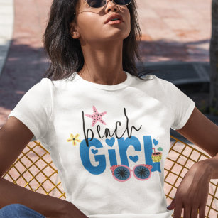 Trendy Beach Girl Typography Vacation Wear T-Shirt