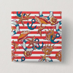 Trendy Beach Pattern 2 Inch Square Button