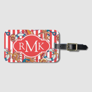 Trendy Beach Pattern Monogram Luggage Tag