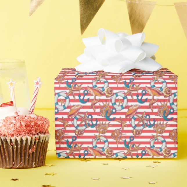 Trendy Beach Pattern Wrapping Paper (Birthday Party)