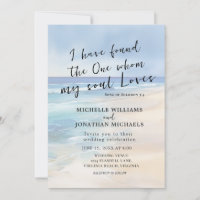 Trendy Beach Watercolor Ocean Christian Wedding