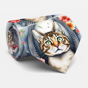 Trendy Beautiful Cute Watercolor Cat Collection Tie