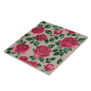 Trendy Beautiful Linen Roses Collection Tile