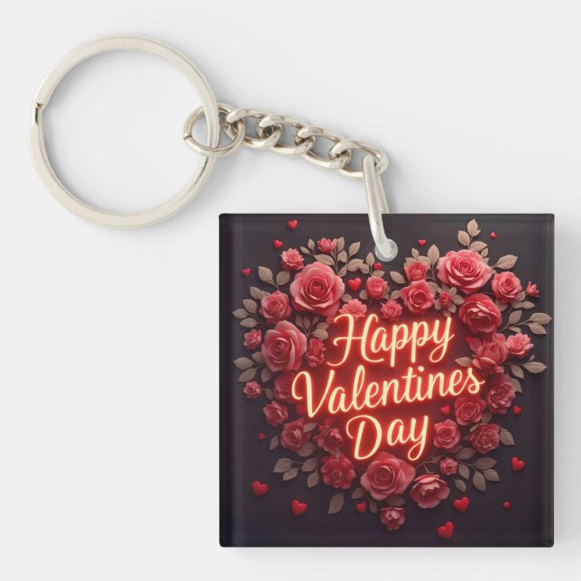Trendy Beautiful Luxury Floral Love Collection Keychain (Front)