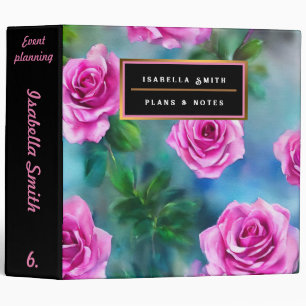 Trendy Beautiful Watercolor Pink Roses Collection Binder
