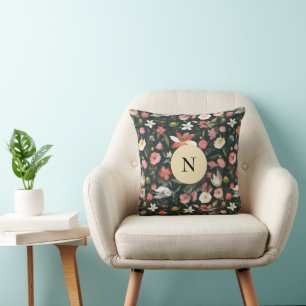 Trendy & Beautiful Wildflowers in Crimson & Sage Throw Pillow