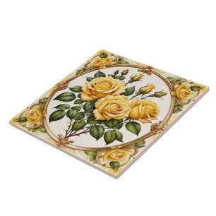 Trendy Beautiful Yellow Rose Collection Tile