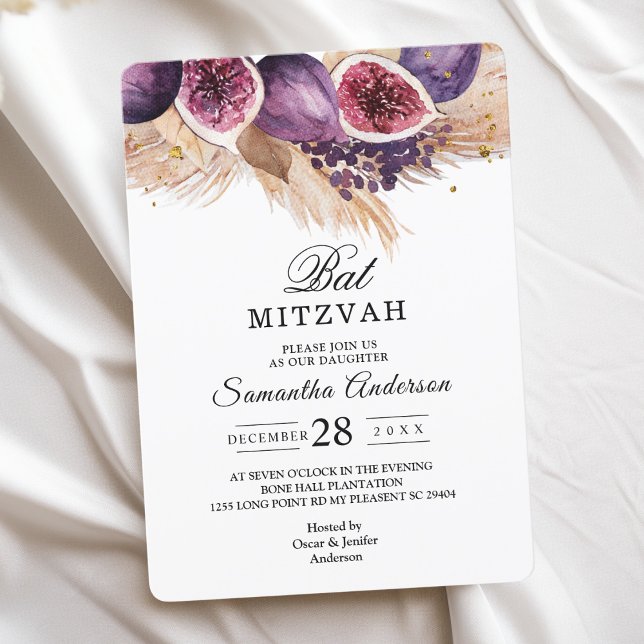 Trendy Beauty Purple Figs & Pampas Invitation (Creator Uploaded)