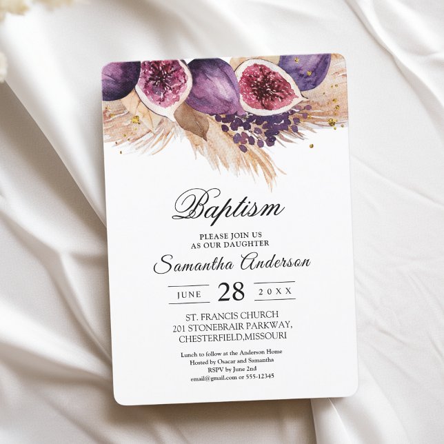 Trendy Beauty Purple Figs & Pampas Invitation (Creator Uploaded)