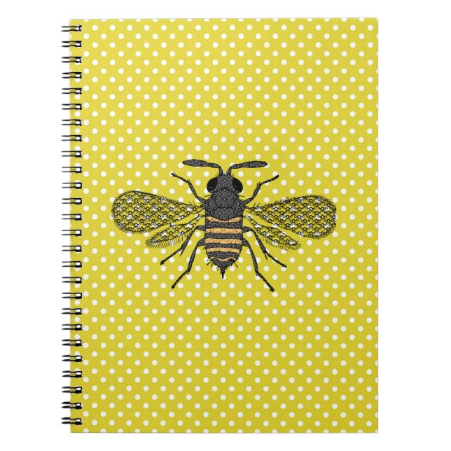 Trendy BEE Yellow Polkadot Pattern Gift Decor NEW Notebook (Front)