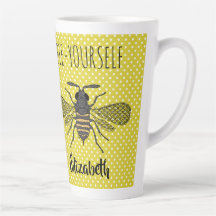 Trendy BEE YOURSELF Yellow Polkadot DECOR Named