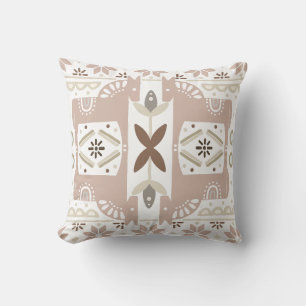 Trendy Beige Aesthetic Christmas Pettern Throw Pillow