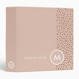 Trendy Beige Monogram with Terracotta Boho Brown Binder
