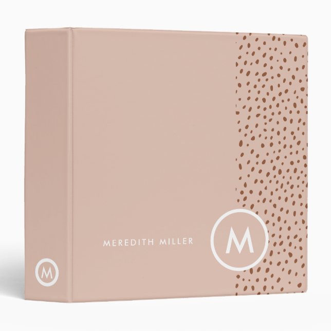 Trendy Beige Monogram with Terracotta Boho Brown  Binder (Front/Spine)