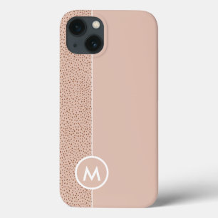 Trendy Beige Monogram with Terracotta Boho Brown iPhone 13 Case