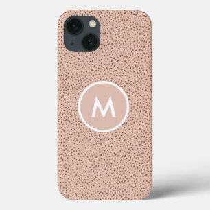 Trendy Beige Monogram with Terracotta Boho Brown  iPhone 13 Case