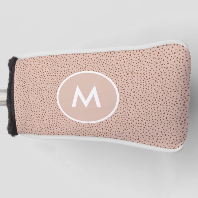 Trendy Beige Monogram with Terracotta Boho Brown  Golf Head Cover (Front)