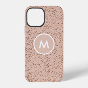 Trendy Beige Monogram with Terracotta Boho Brown iPhone 12 Case