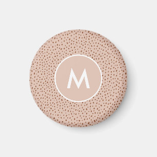 Trendy Beige Monogram with Terracotta Boho Brown  Magnet