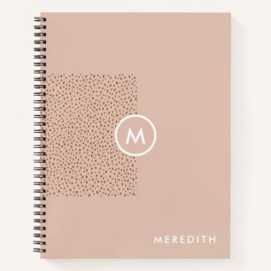 Trendy Beige Monogram with Terracotta Boho Brown  Notebook