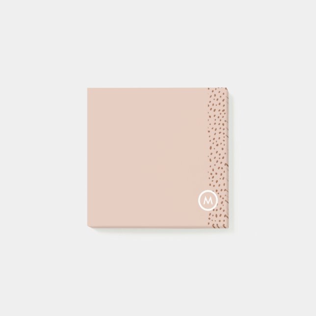 Trendy Beige Monogram with Terracotta Boho Brown  Post-it Notes (Front)