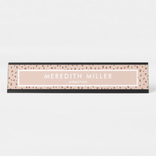Trendy Beige Name with Terracotta Boho Brown Desk Name Plate
