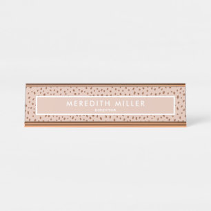 Trendy Beige Name with Terracotta Boho Brown  Desk Name Plate