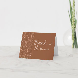 Trendy Beige with Terracotta Boho Brown  Thank You Card